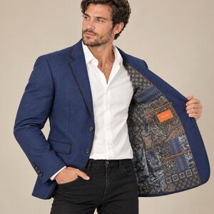 Tallia Men’s 42R Blue 100% Wool Sport Coat Blazer Paisley Lining